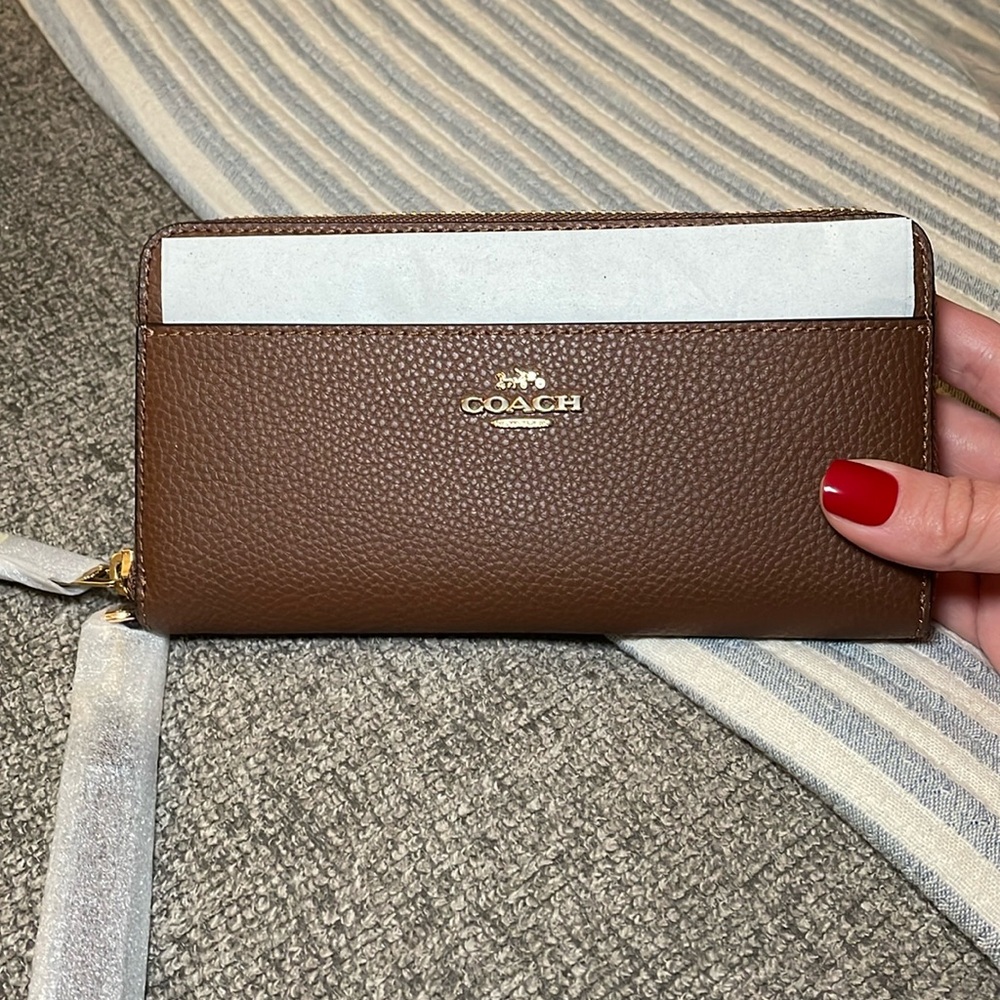 NWT Coach Acc Zip Wristlet Wallet Strap in Saddle 2